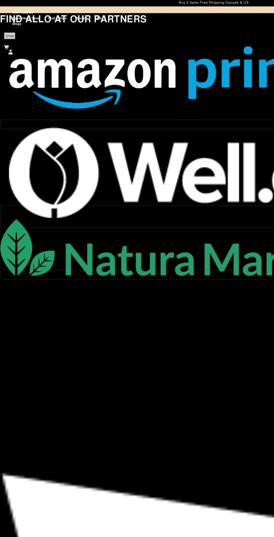 liveallo.com shopify website screenshot