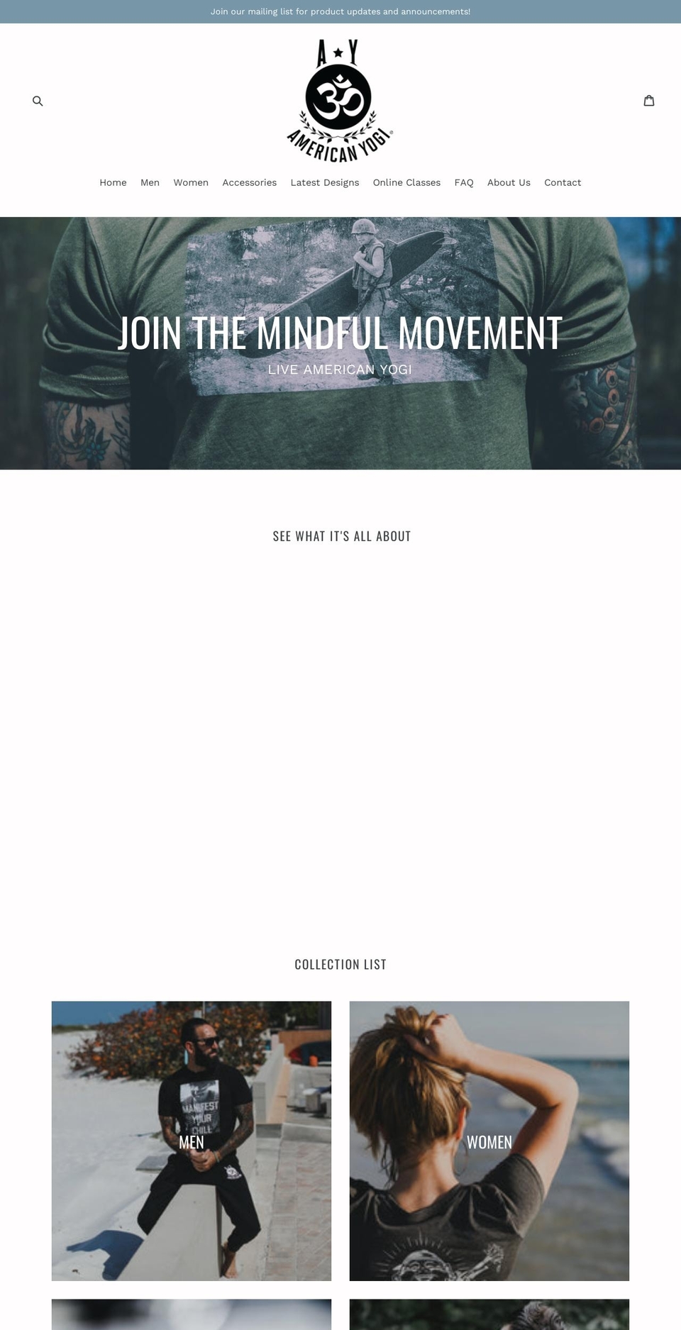 liveamericanyogi.com — Shopify storefront screenshot