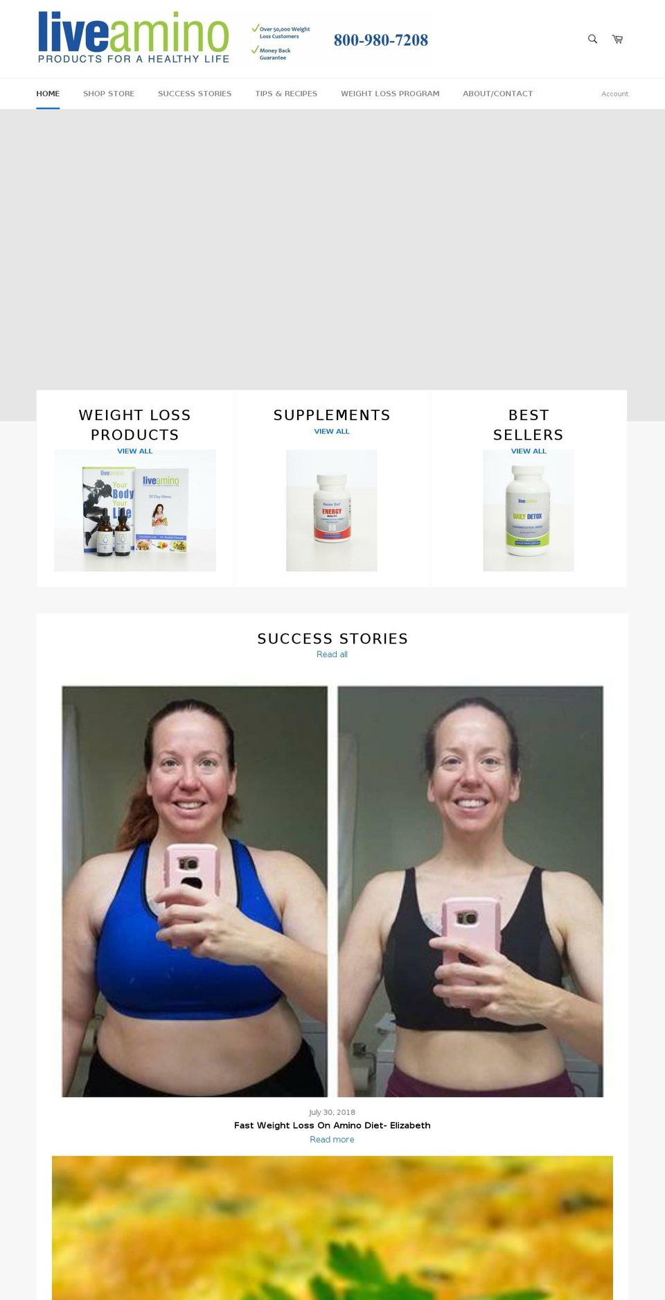 liveamino.com shopify website screenshot