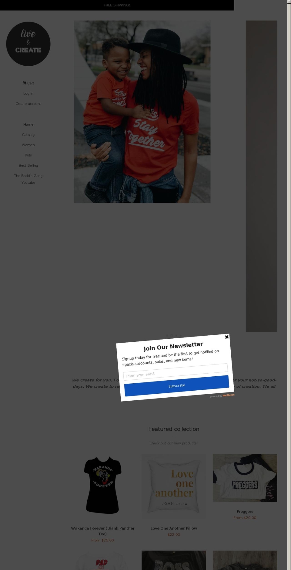 liveandcreatedesigns.com — Shopify storefront screenshot