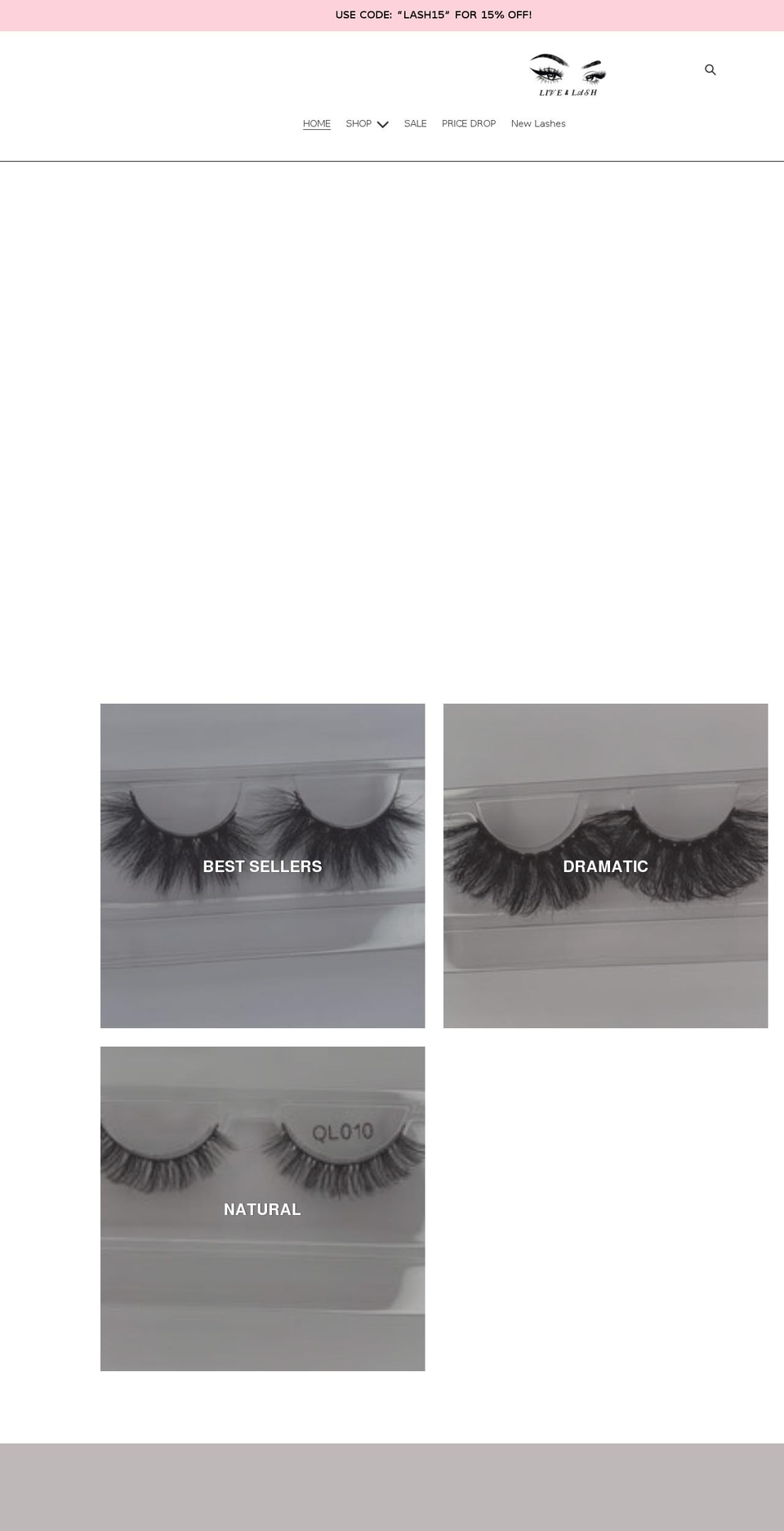 liveandlash.com shopify website screenshot