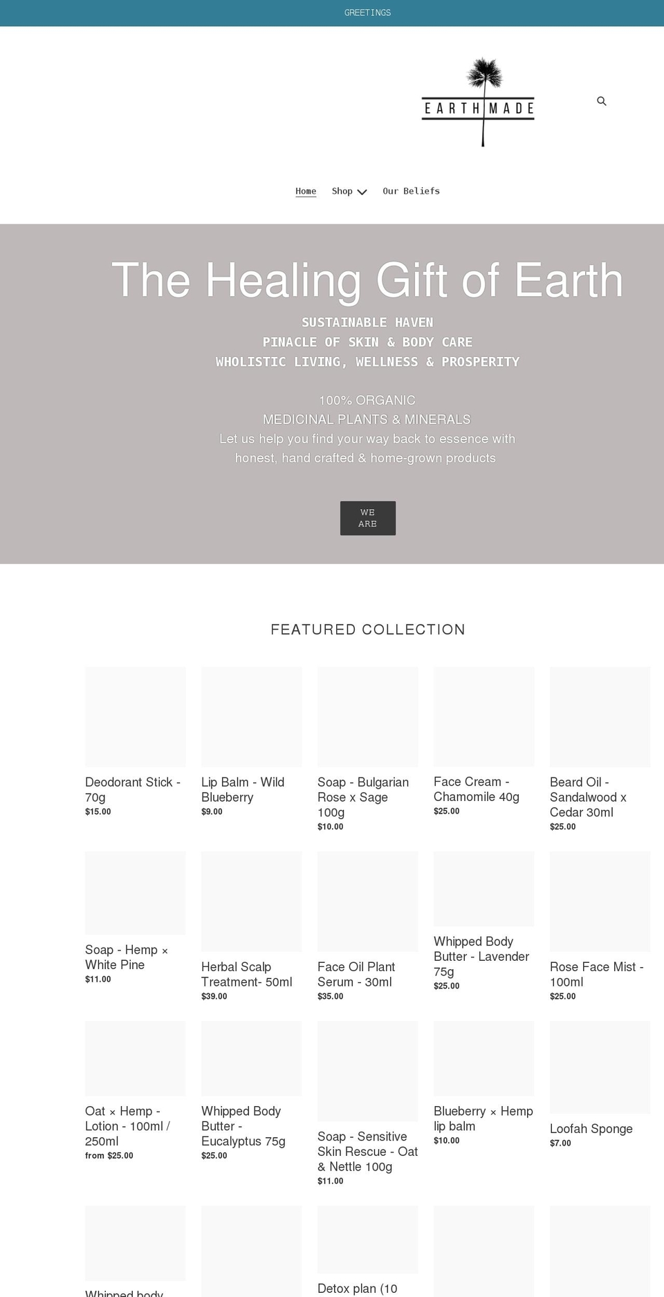 livearthmade.com shopify website screenshot