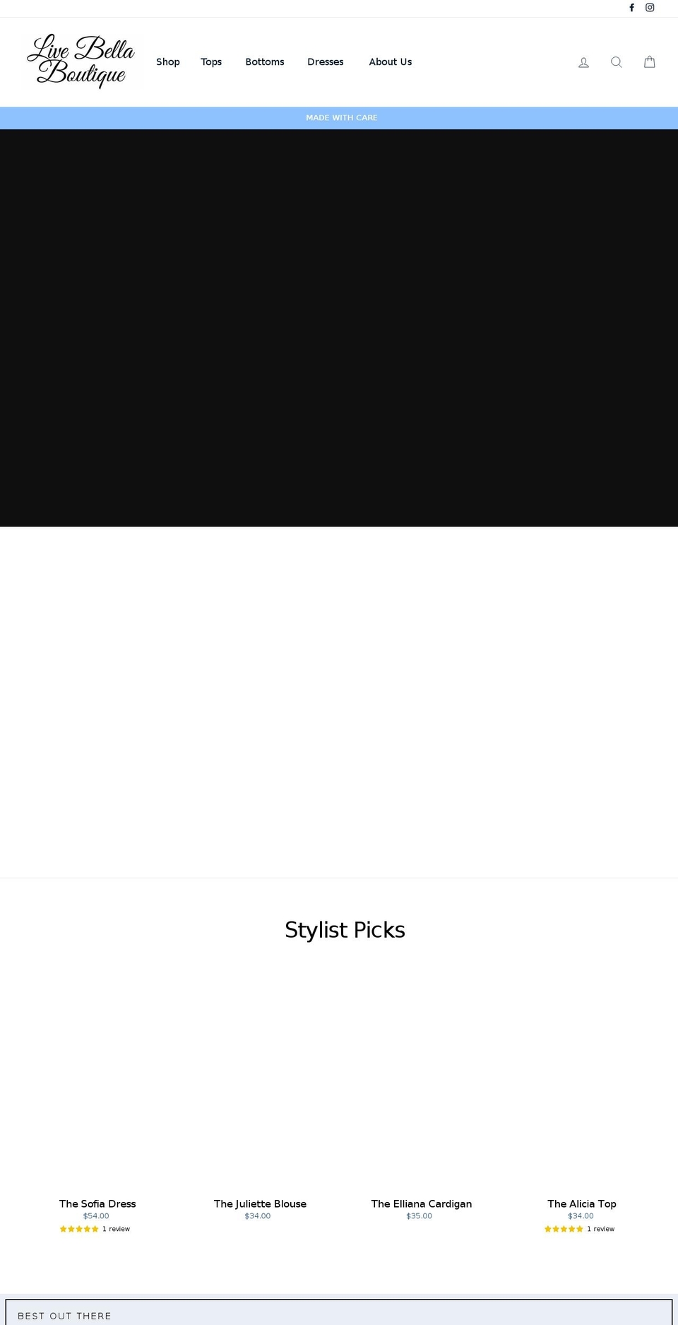 livebellaboutique.com shopify website screenshot