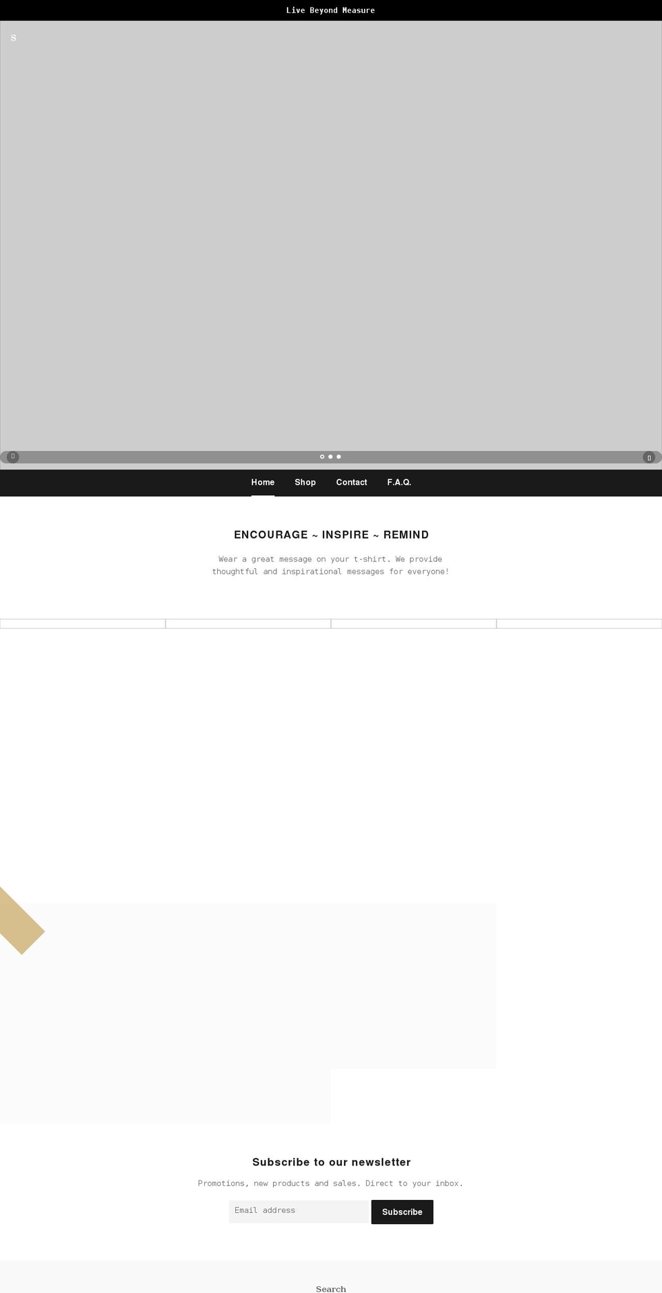livebeyondmeasure.com shopify website screenshot