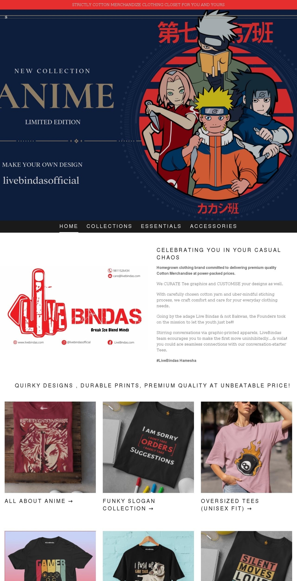 livebindas.com shopify website screenshot