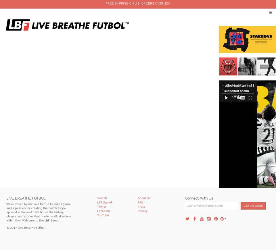 livebreathefutbol.com shopify website screenshot