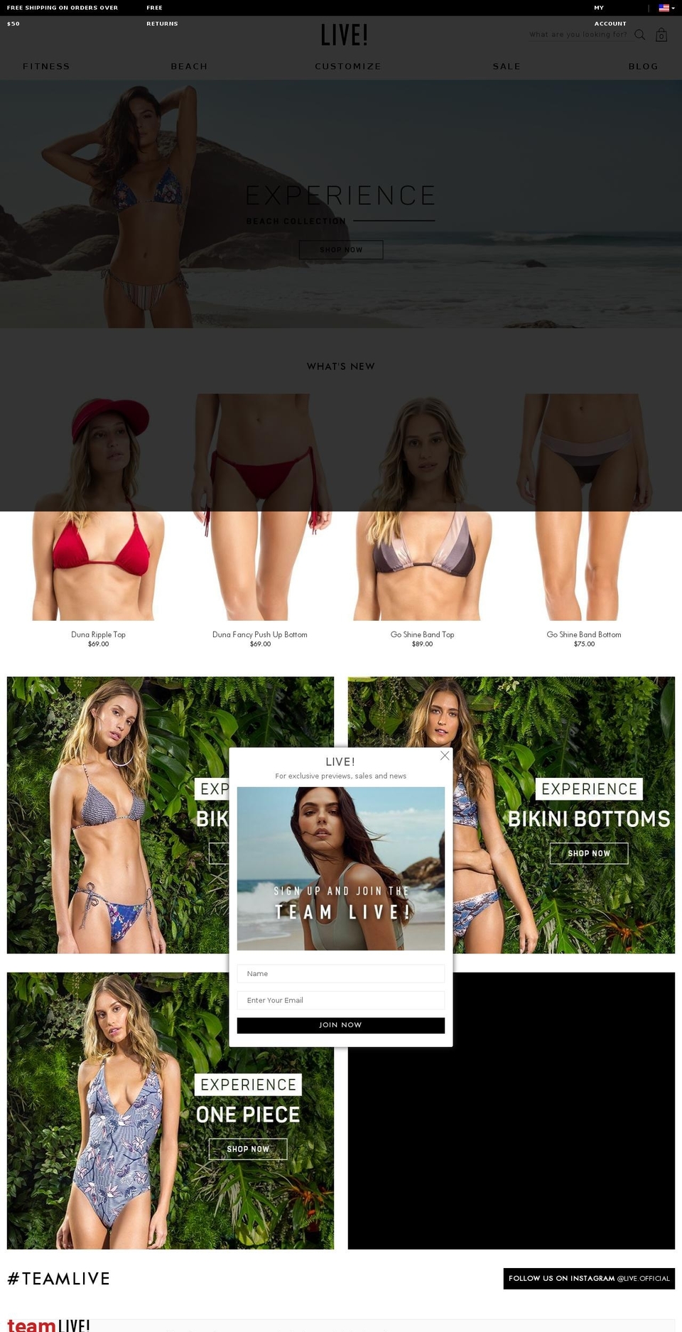 LIVE! Lemonade Shopify theme site example liveclothing.com