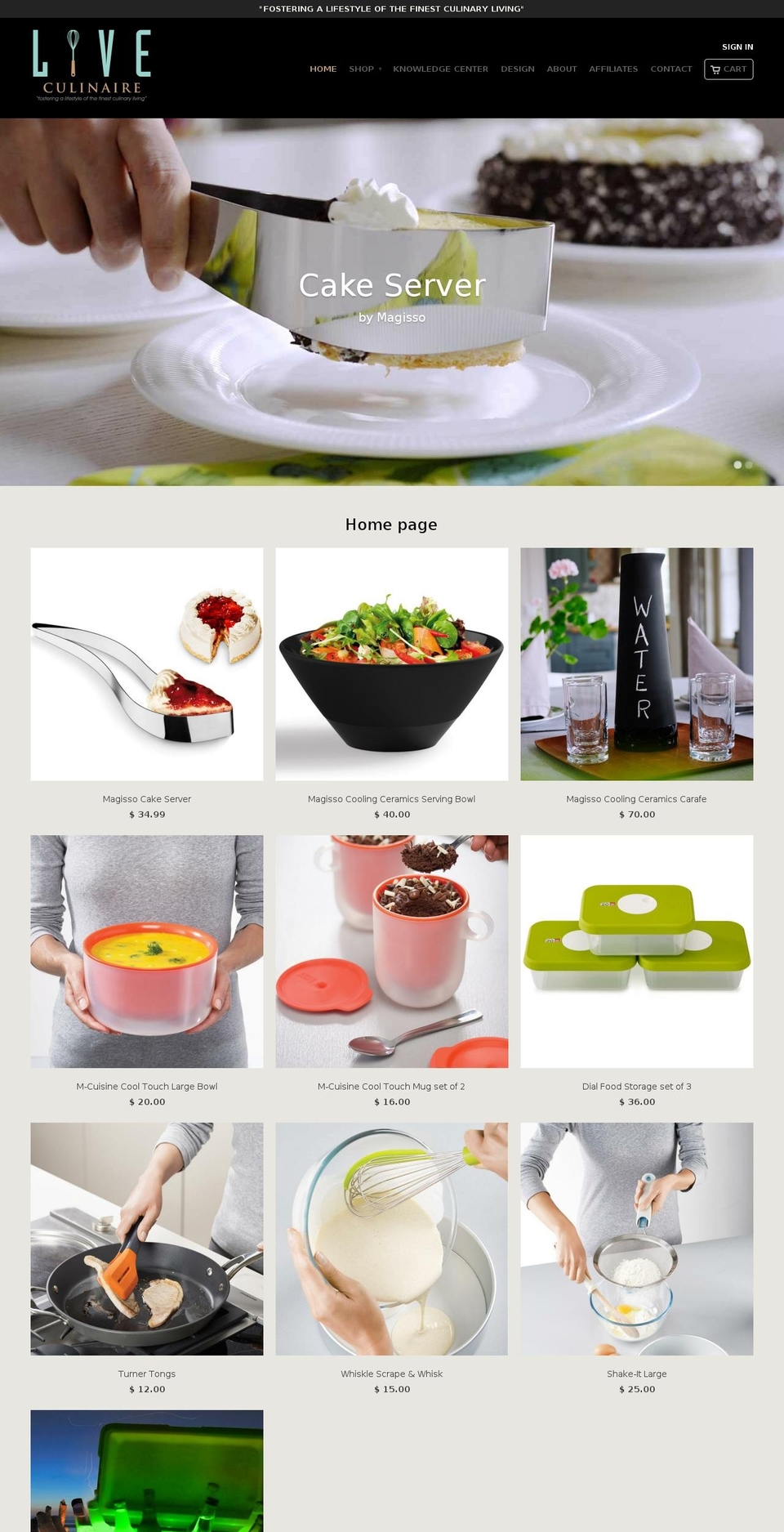 liveculinaire.com shopify website screenshot