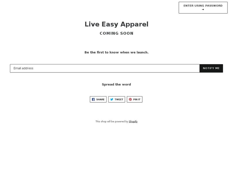 liveeasyapparel.com — Shopify storefront screenshot