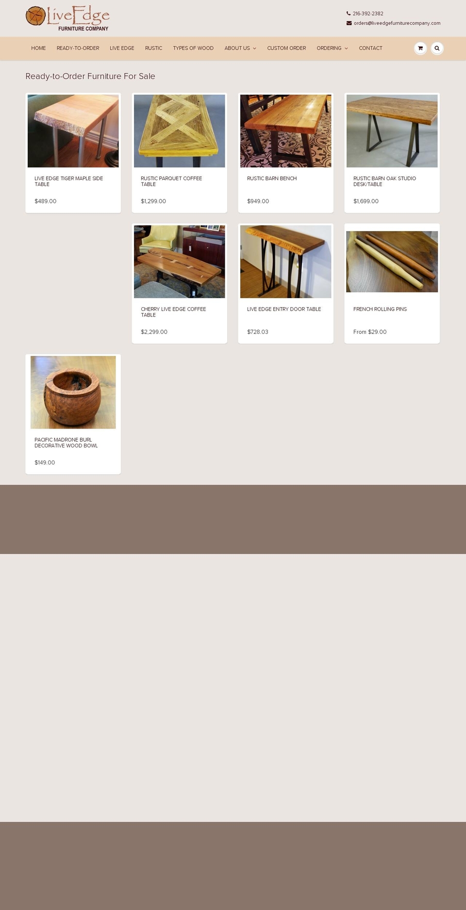 liveedgefurniturecompany.com — Shopify storefront screenshot