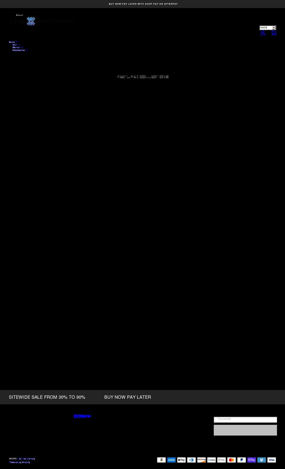 liveevolutionary.com shopify website screenshot