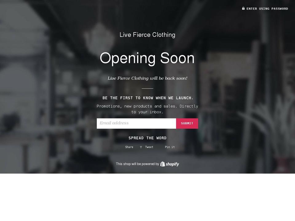 livefierceclothing.com — Shopify storefront screenshot