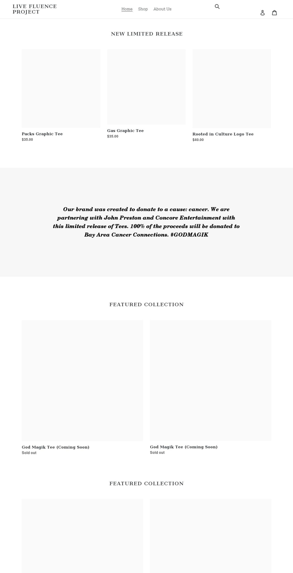 livefluenceproject.com shopify website screenshot