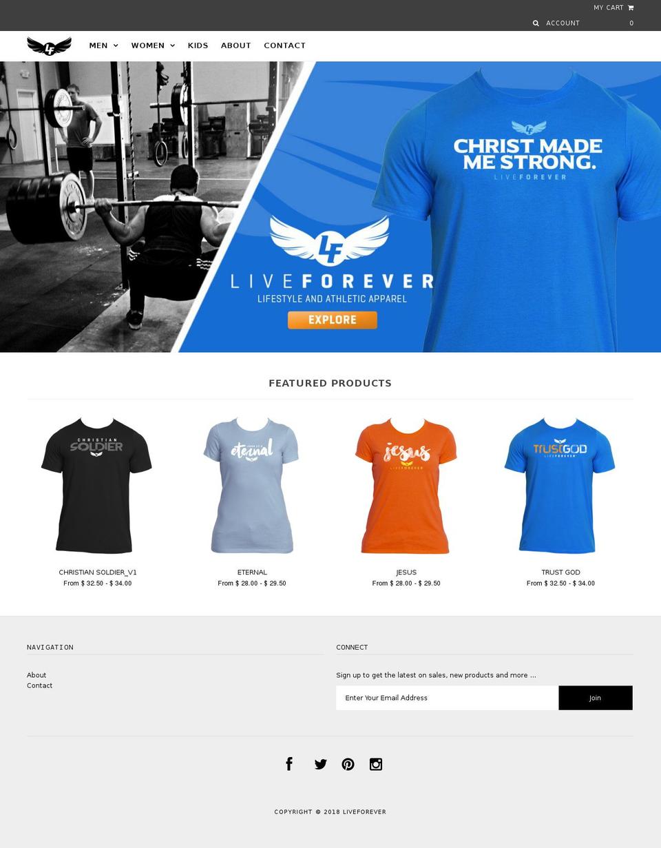 liveforever77.com — Shopify storefront screenshot