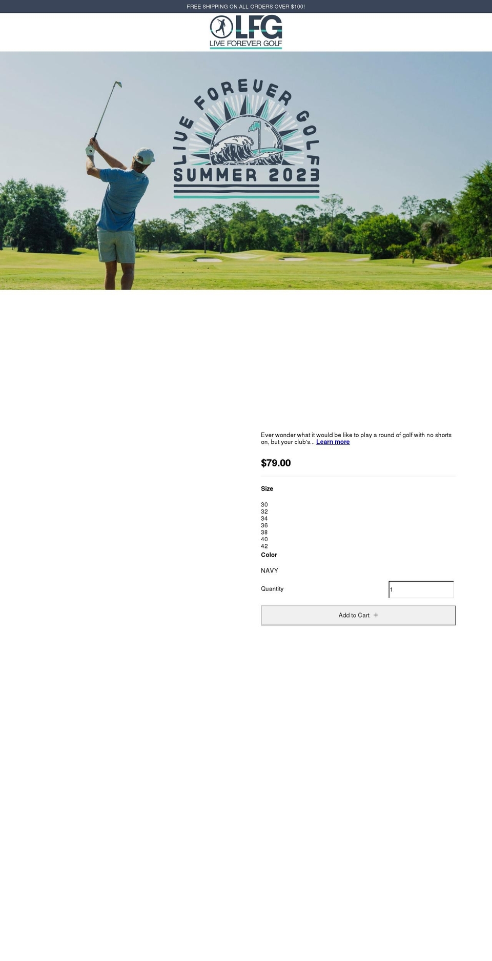 liveforevergolf.com shopify website screenshot