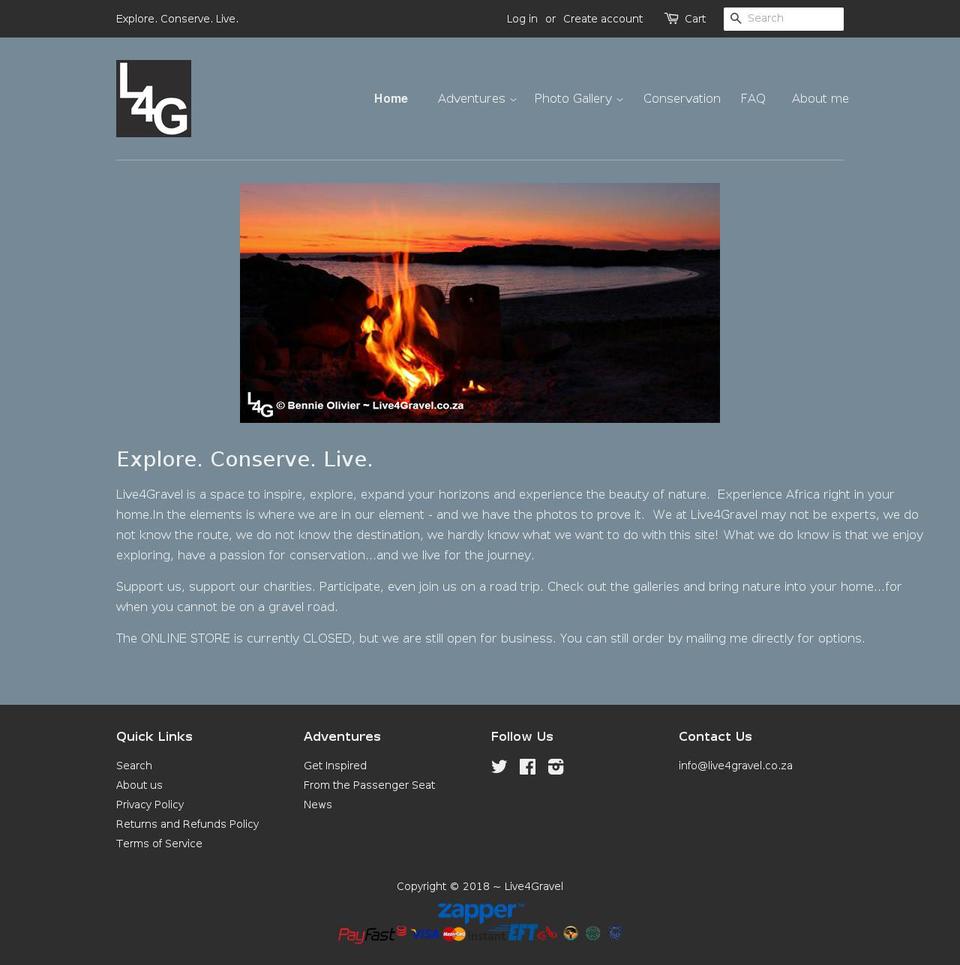 liveforgravel.com shopify website screenshot