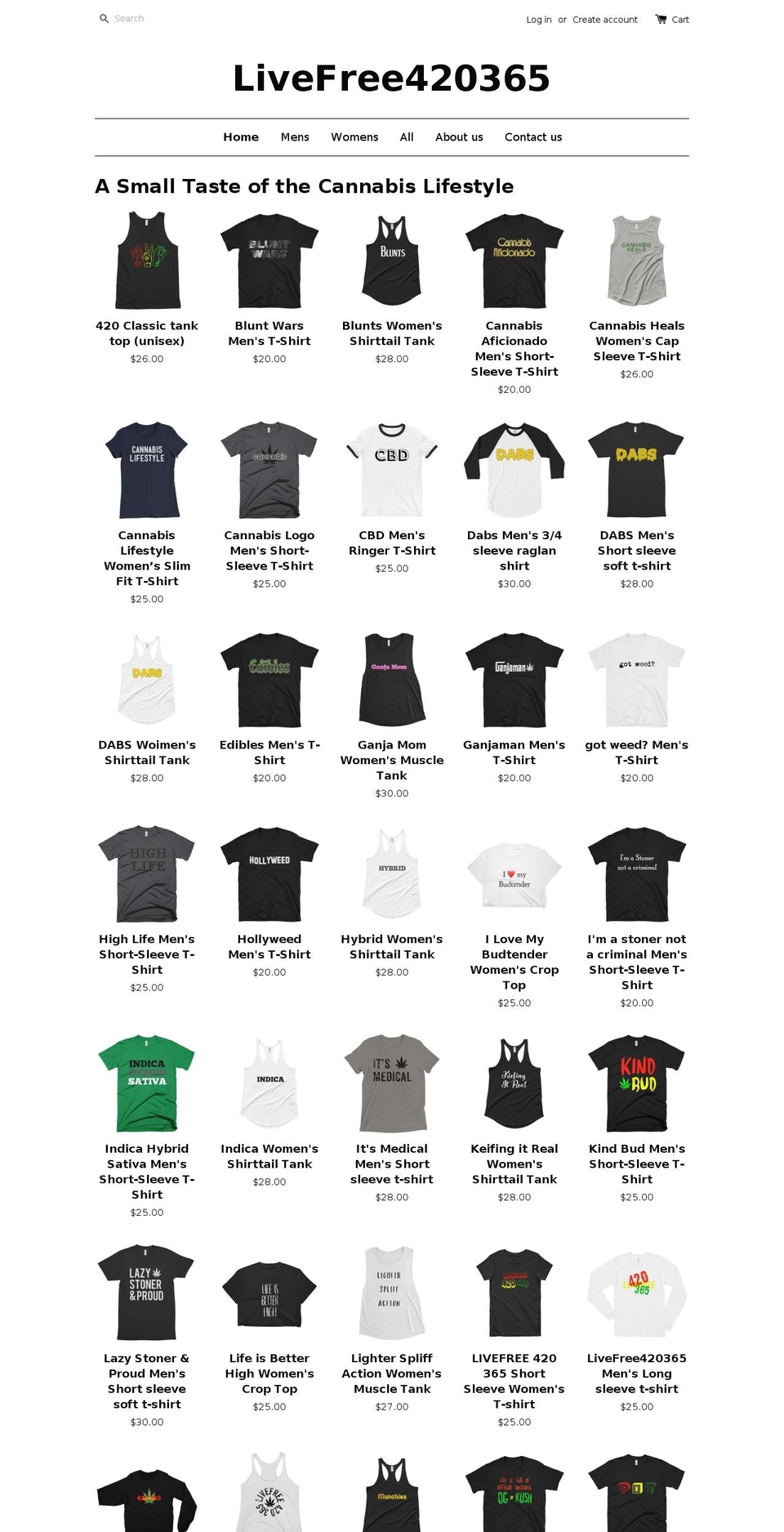 livefree420365.com — Shopify storefront screenshot