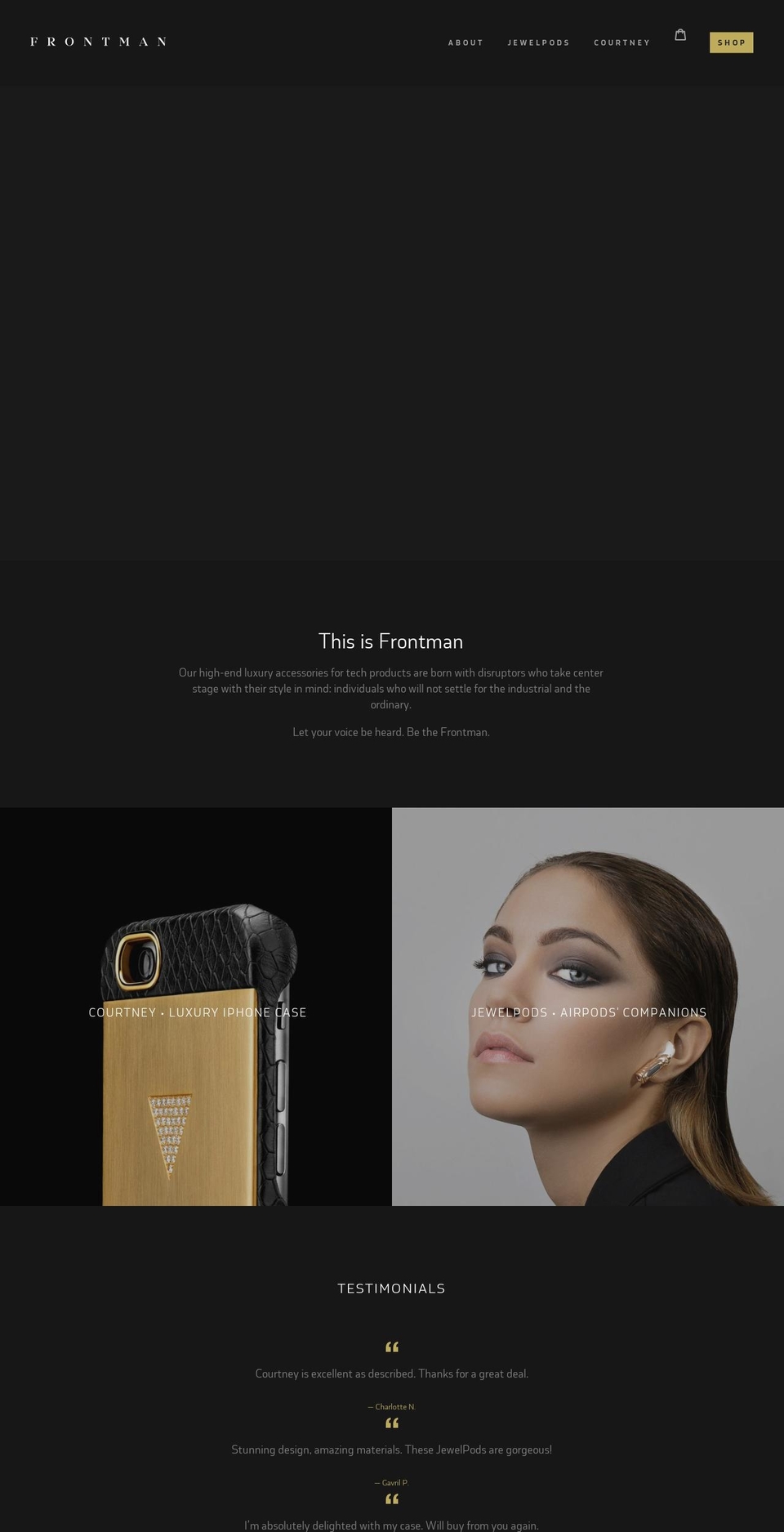 livefrontman.com shopify website screenshot