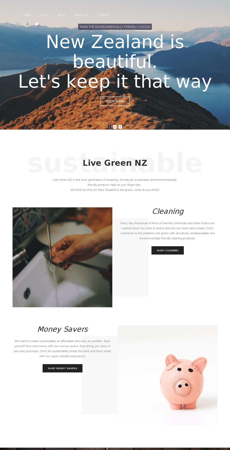 livegreen.co.nz shopify website screenshot