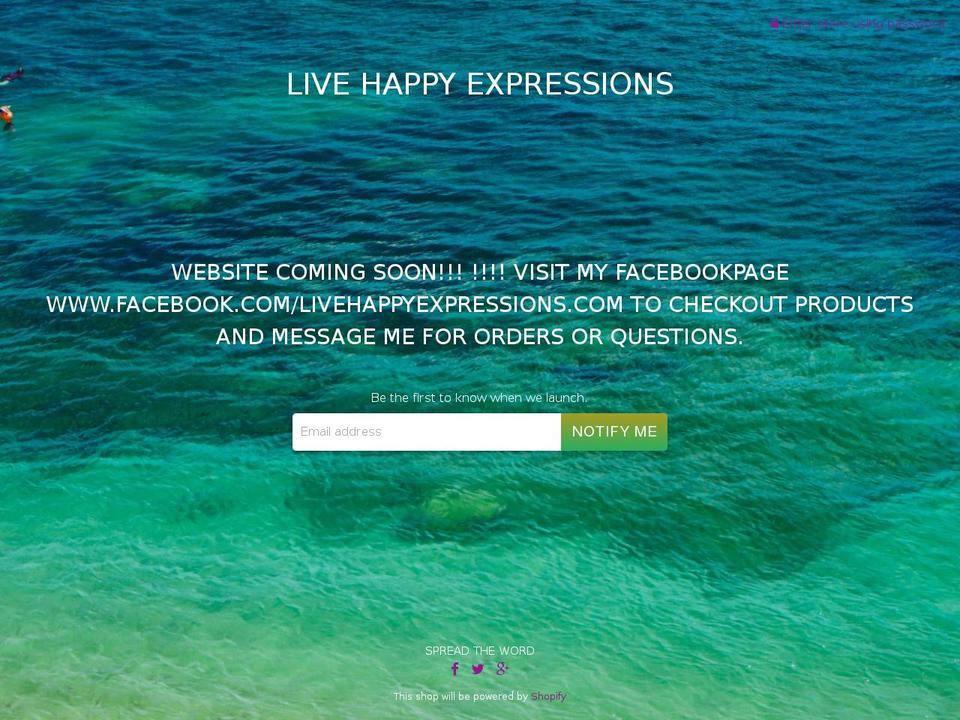 livehappyexpressions.com — Shopify storefront screenshot