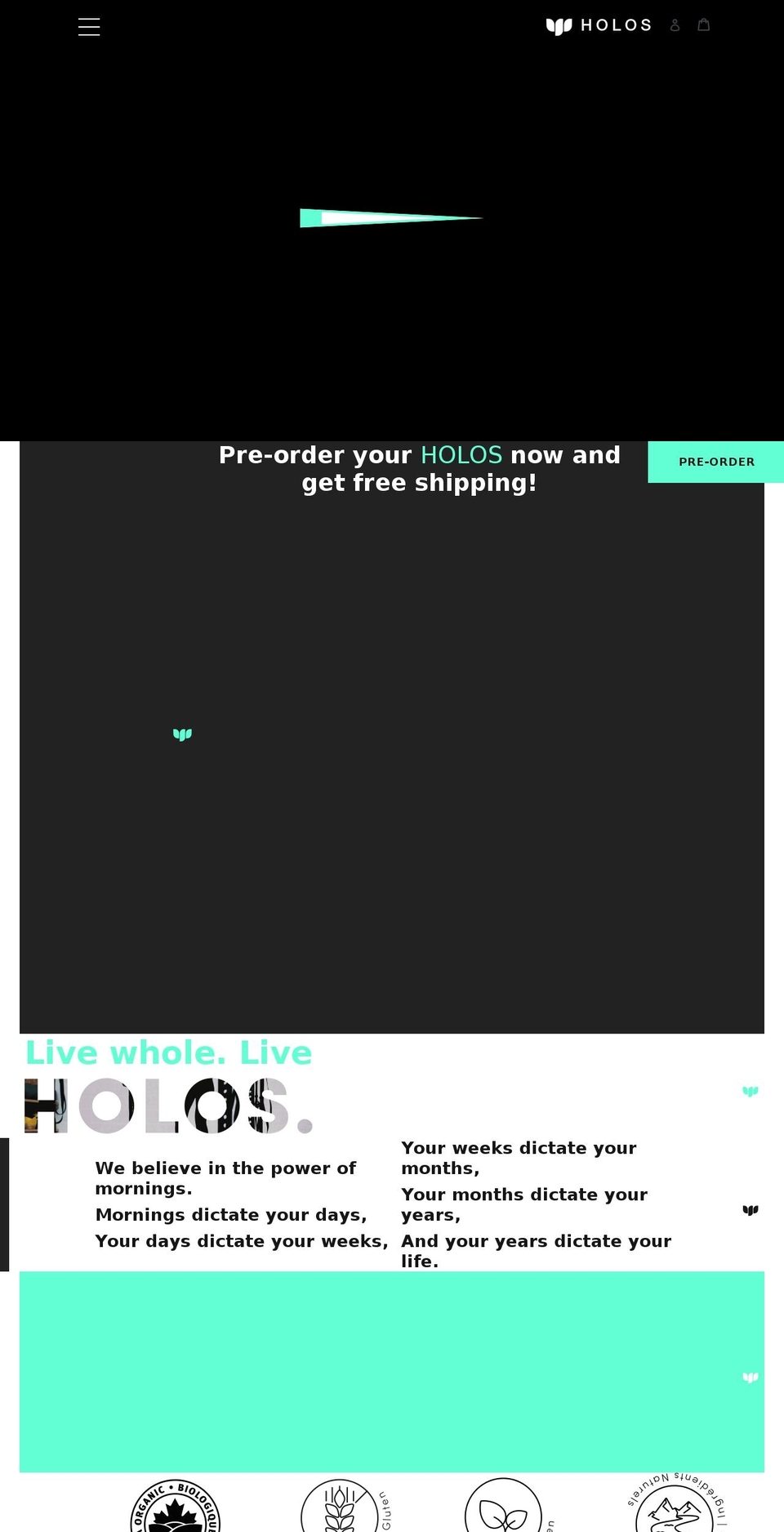 liveholos.com shopify website screenshot