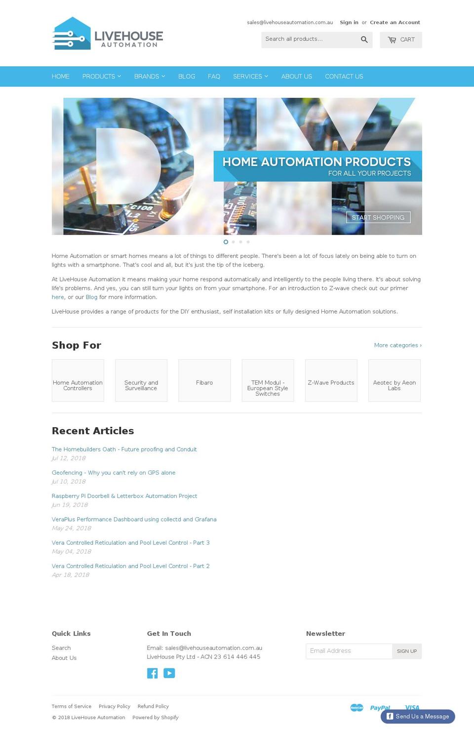 livehouseautomation.com.au shopify website screenshot