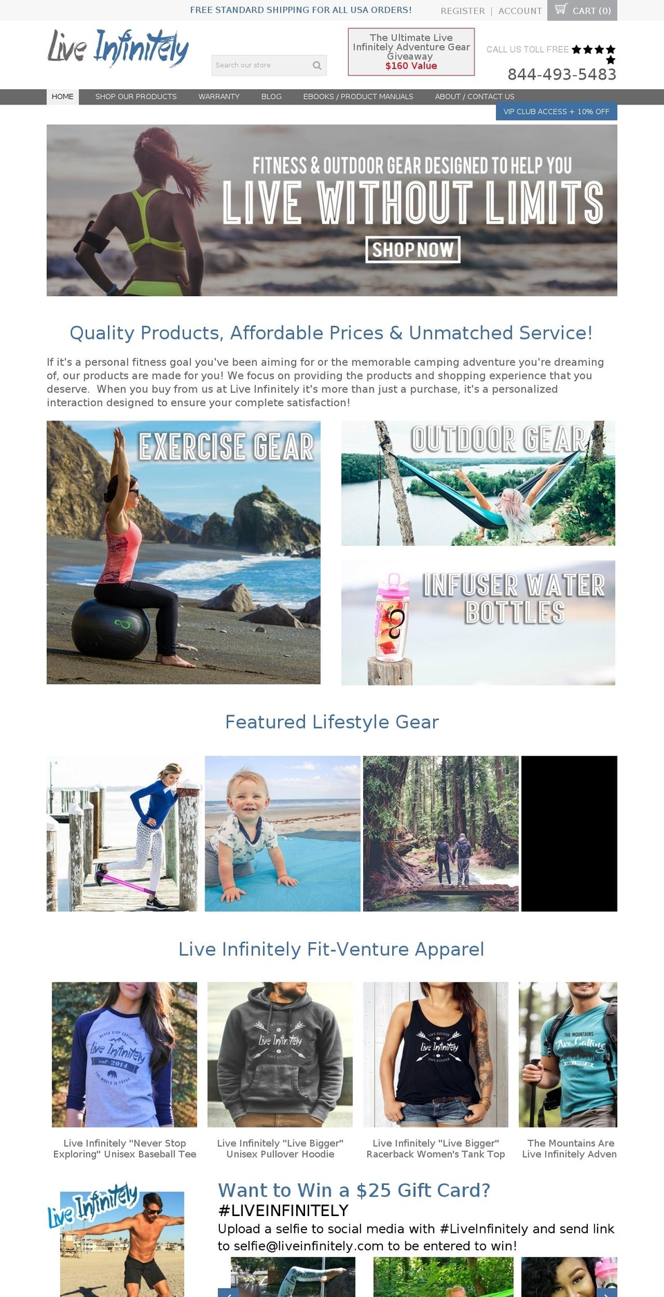 liveinfinitely.com shopify website screenshot