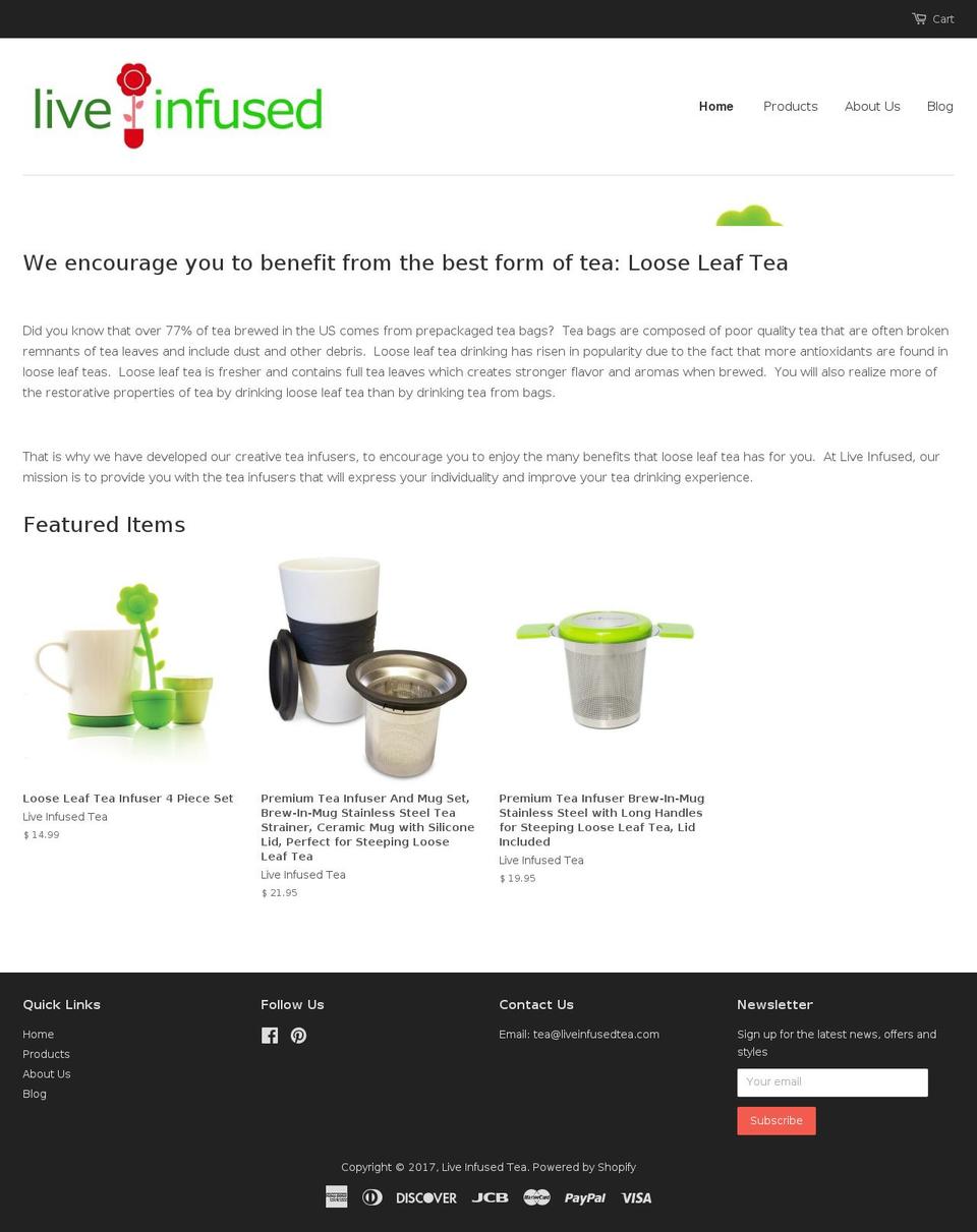 liveinfusedtea.com shopify website screenshot
