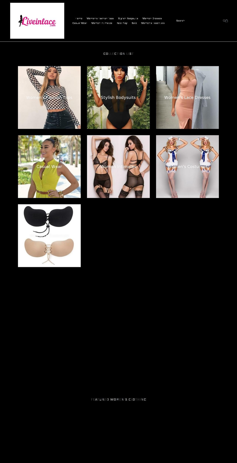 liveinlace.com — Shopify storefront screenshot