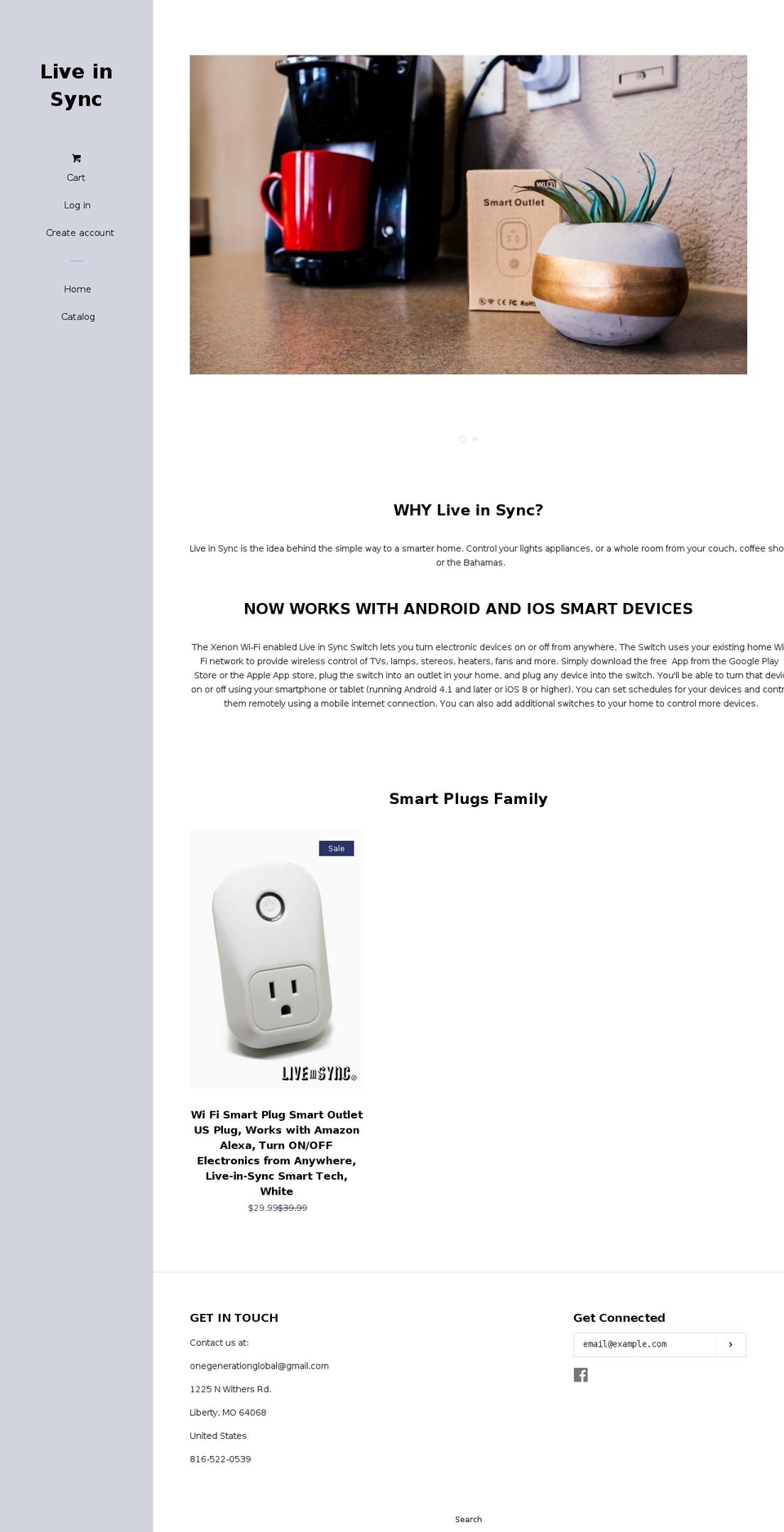 liveinsyncsmarttech.com — Shopify storefront screenshot
