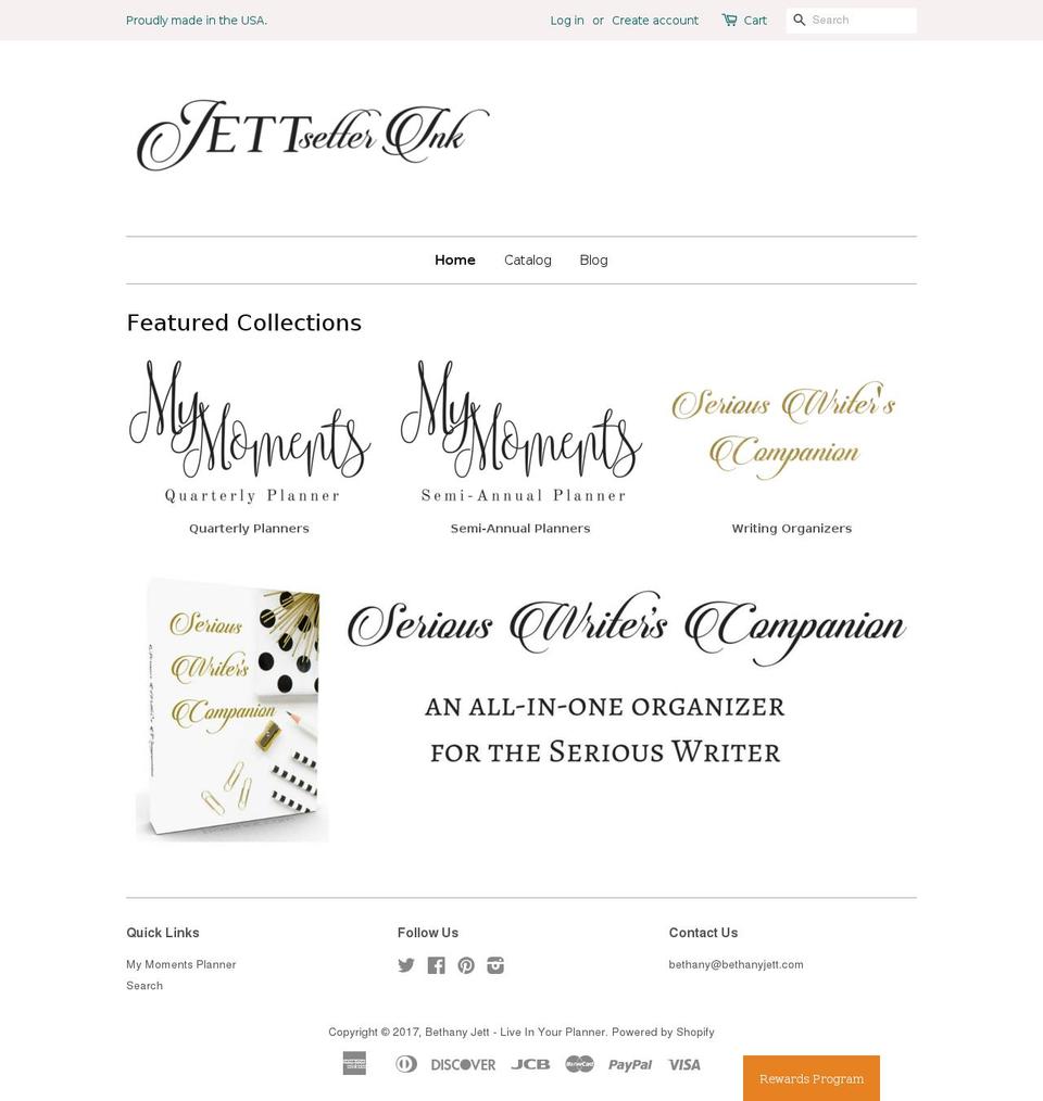 liveinyourplanner.com shopify website screenshot