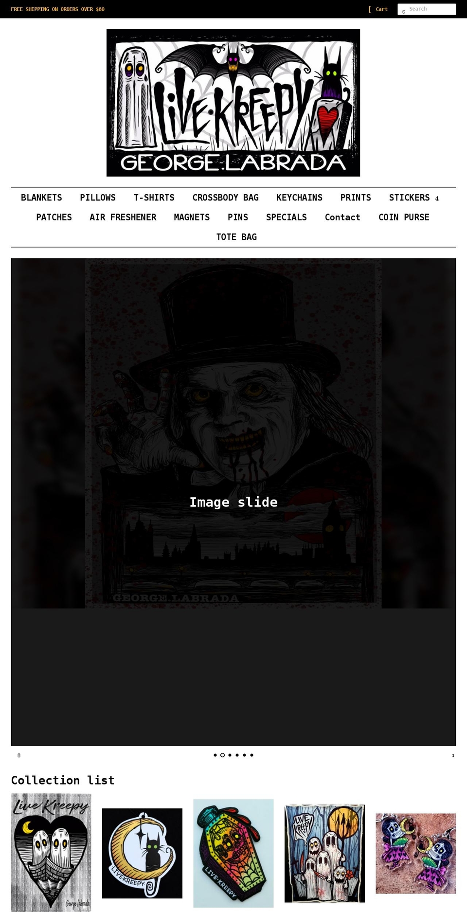 livekreepy.com shopify website screenshot