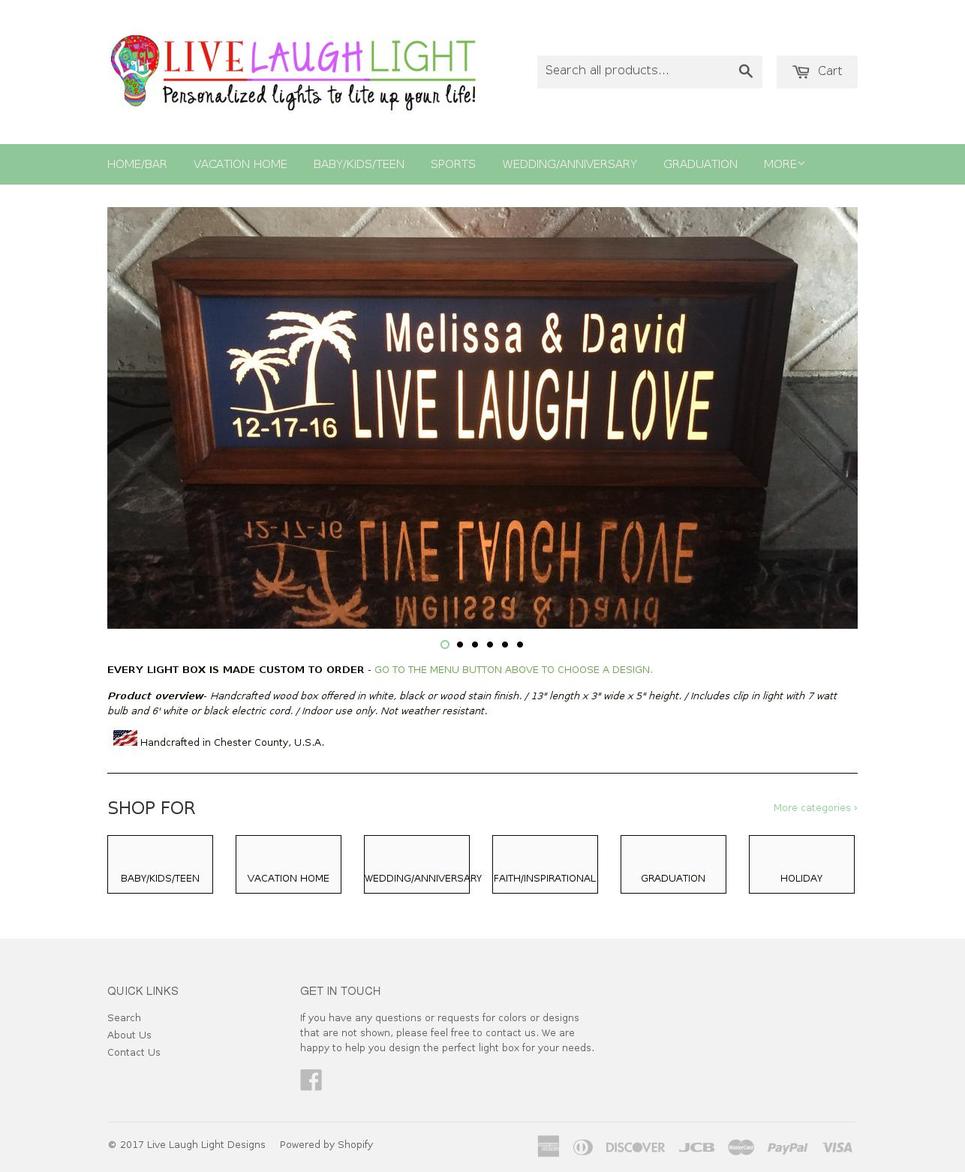 livelaughlightdesigns.com shopify website screenshot