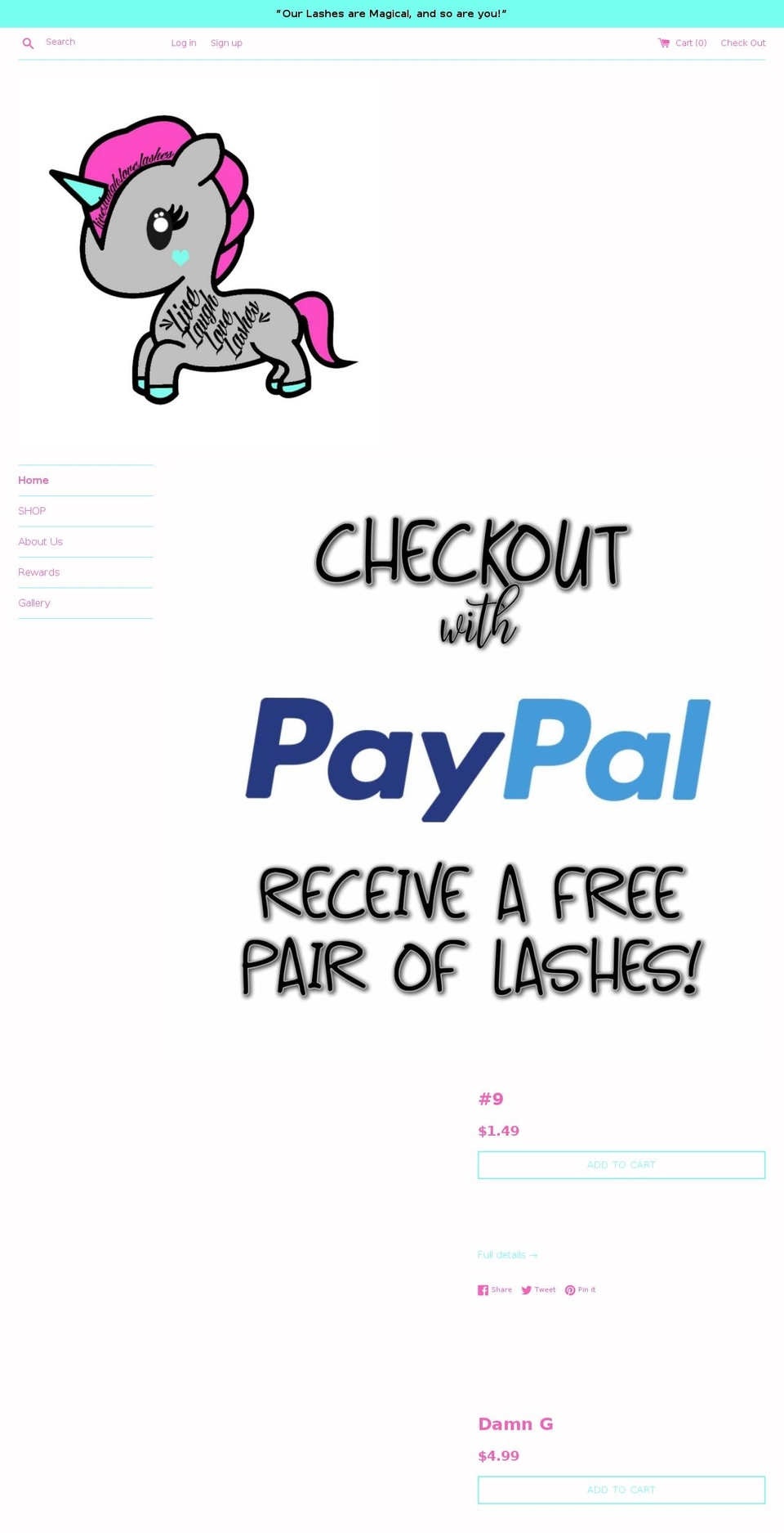livelaughlovelashes.com shopify website screenshot