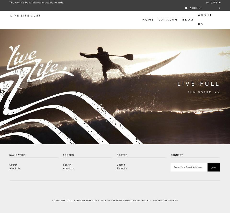 livelifesurf.com — Shopify storefront screenshot