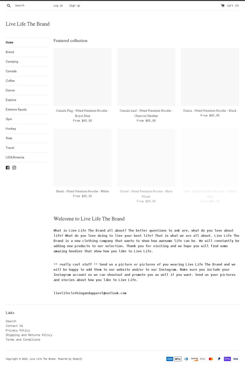 livelifethebrand.com shopify website screenshot