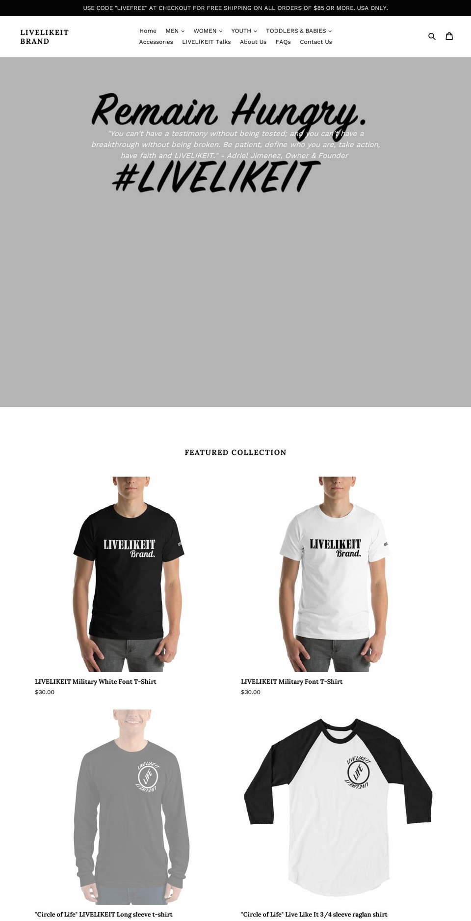 livelikeitbrand.com shopify website screenshot