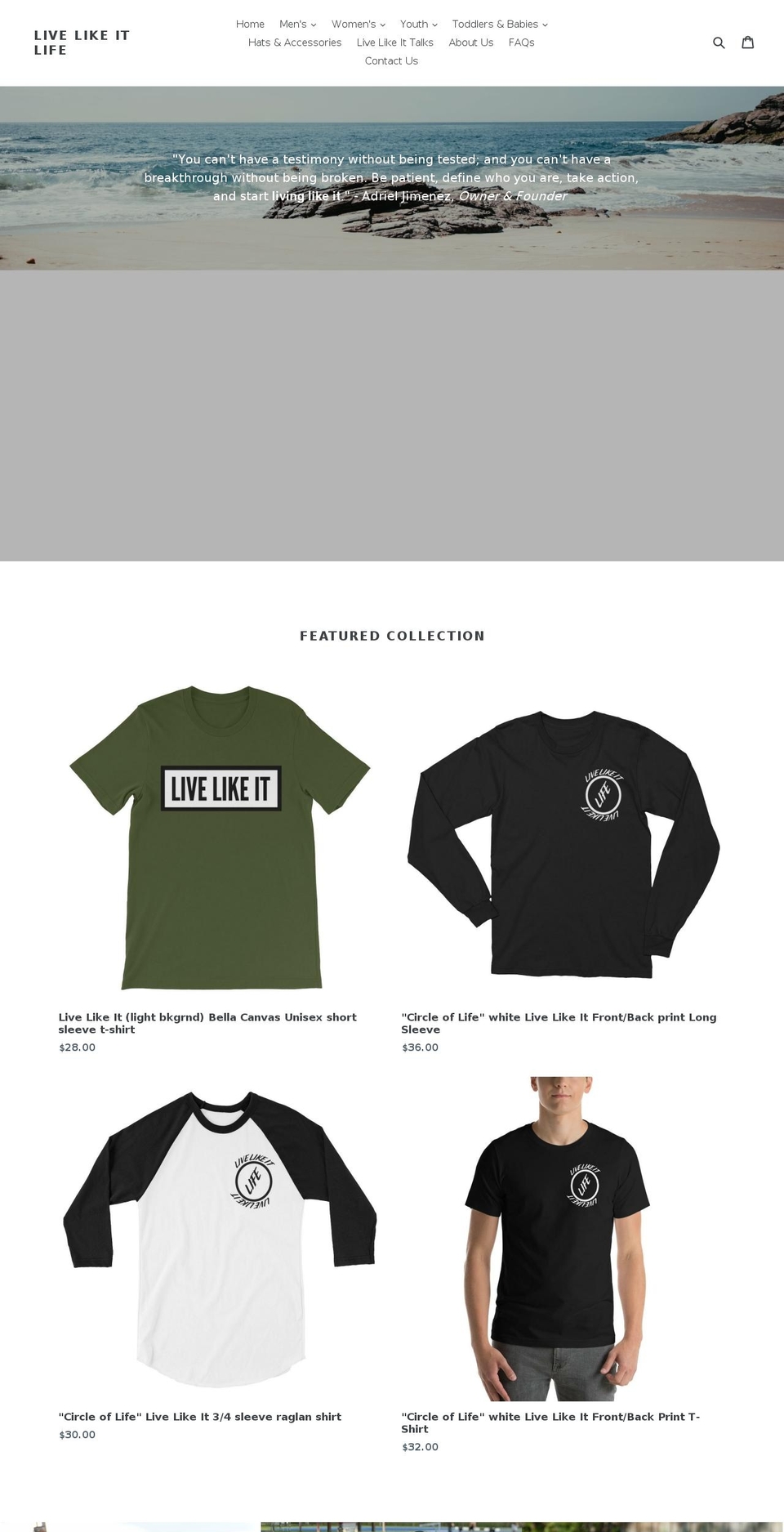 livelikeitlife.com — Shopify storefront screenshot