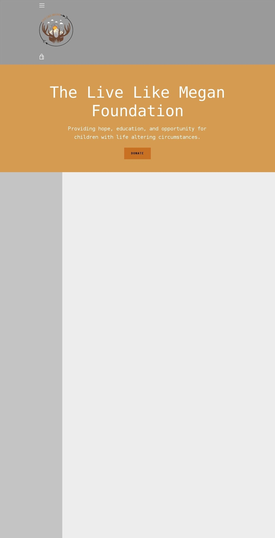 livelikemeganfoundation.com shopify website screenshot