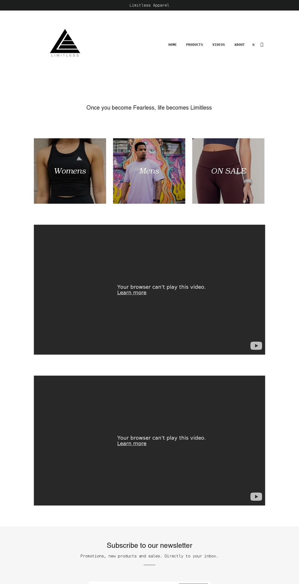livelimitlessco.com shopify website screenshot