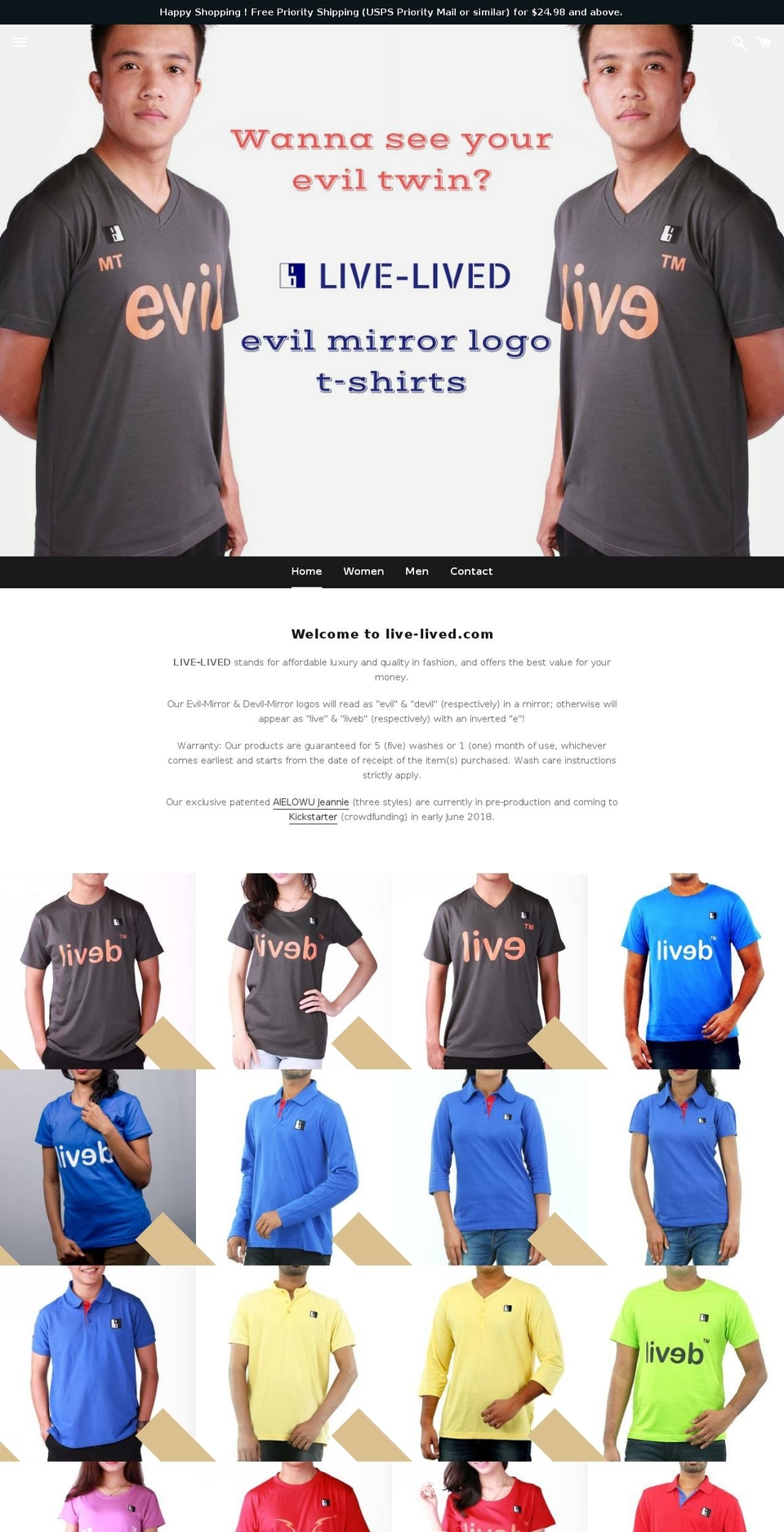 livelived.com — Shopify storefront screenshot