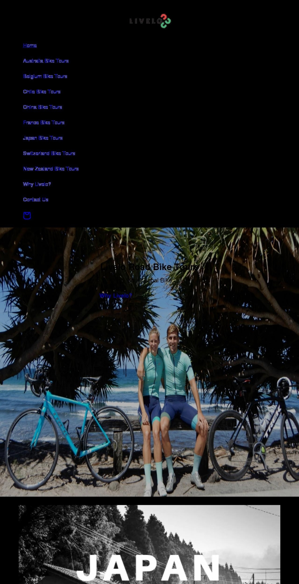 livelobiketours.com shopify website screenshot