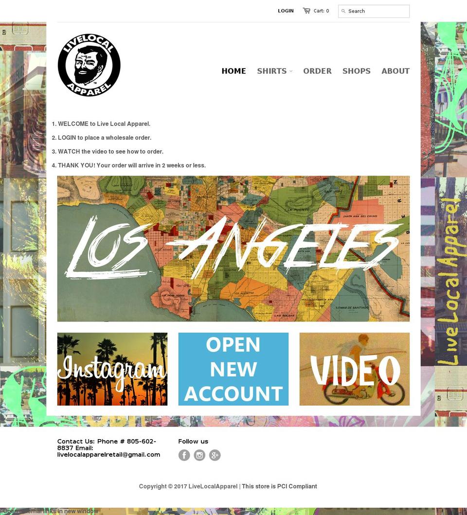 livelocalapparel.com shopify website screenshot