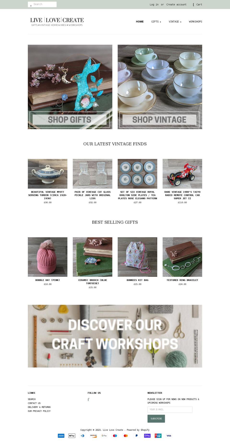 livelovecreate.co.uk shopify website screenshot