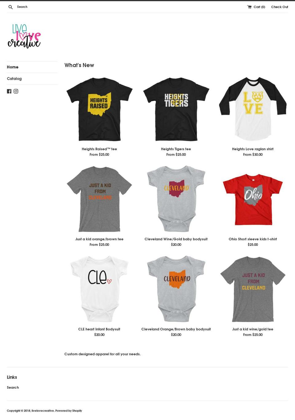 livelovecreative.com — Shopify storefront screenshot