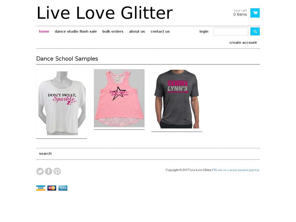 liveloveglitter.com shopify website screenshot