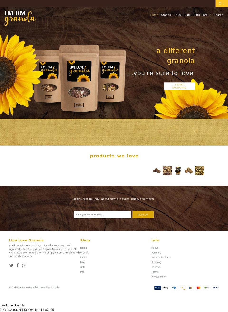 livelovegranola.com — Shopify storefront screenshot