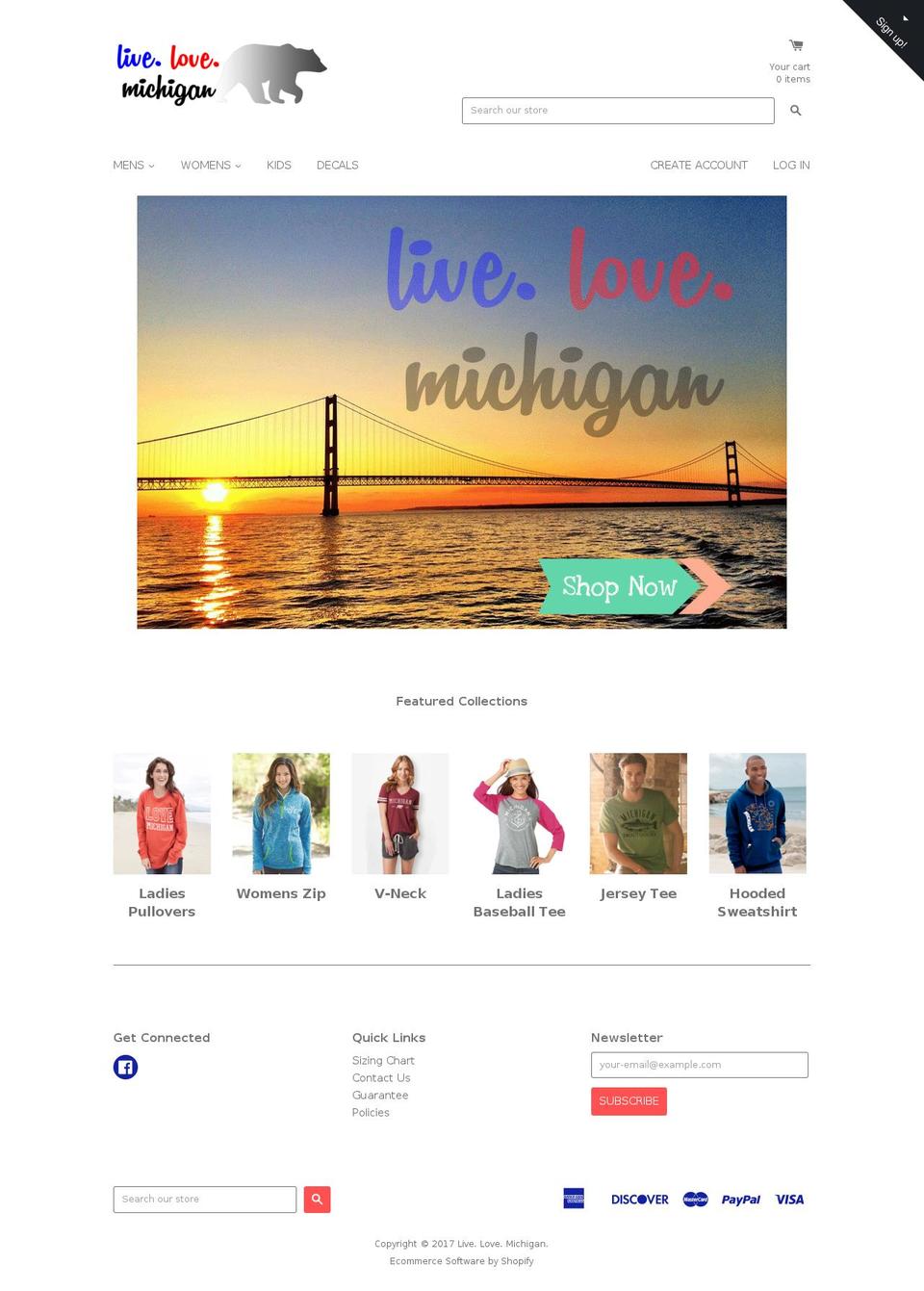 livelovemichigan.com shopify website screenshot