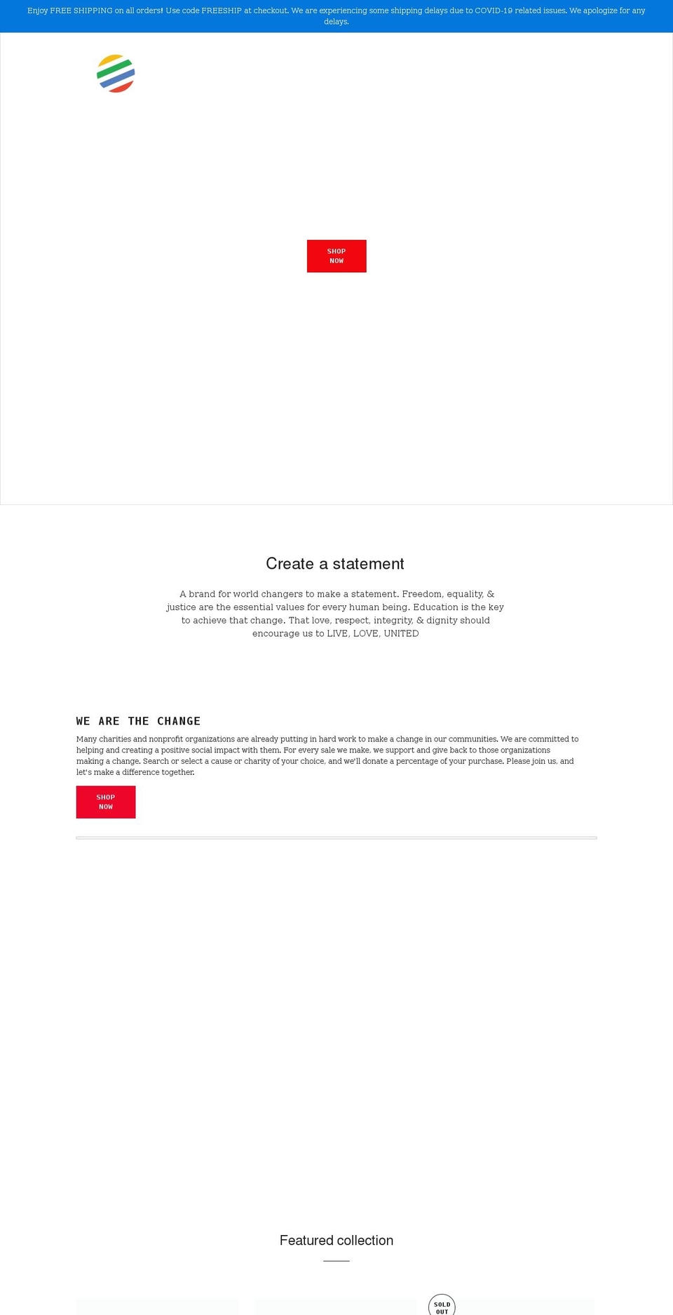 liveloveunited.com shopify website screenshot