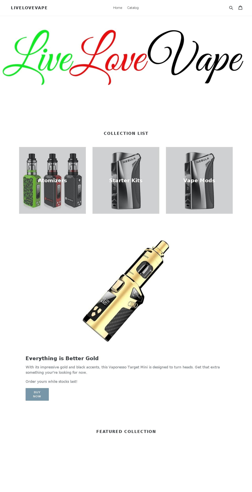 livelovevape.com shopify website screenshot